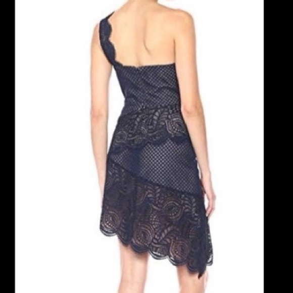 BCBGMAXAZRIA Alisha One Shoulder Navy Lace Dress Size 8 Pristine Condition - Picture 3 of 15